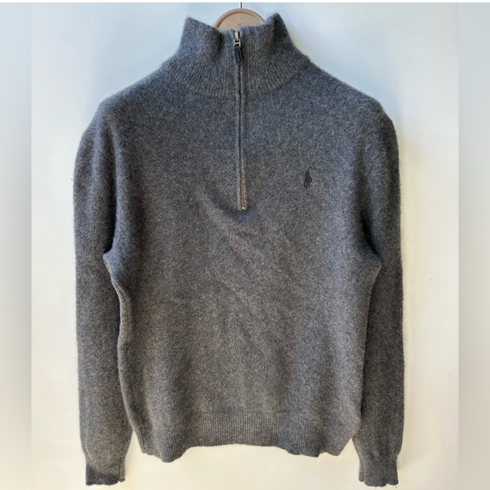 Polo Ralph Lauren Cashmere-wool blend, Grey zip up sweater, M-L